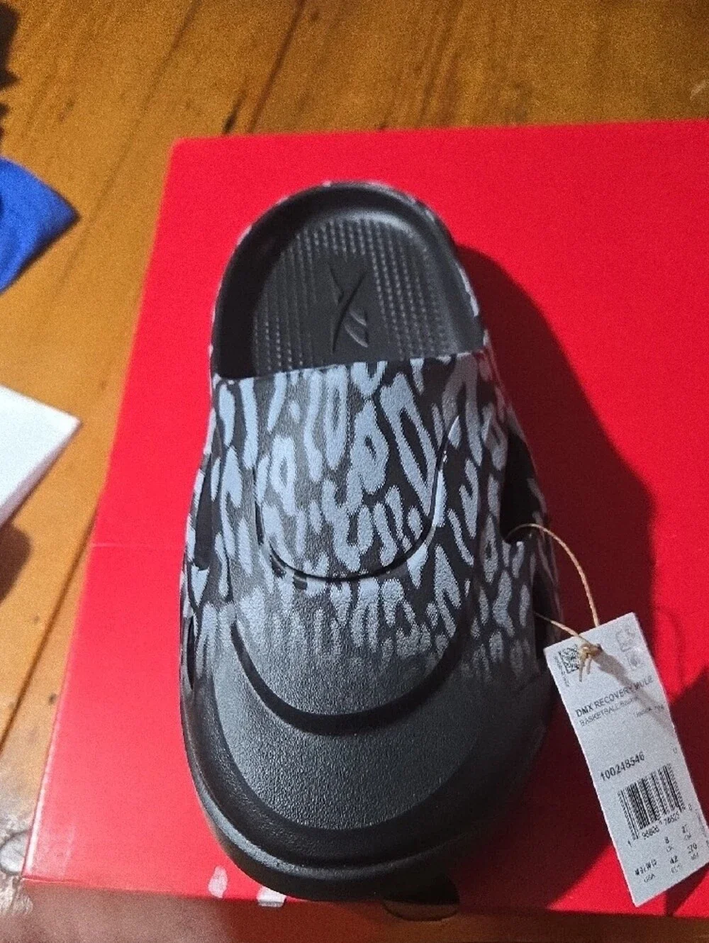 Nwt Reebok DMX Recovery Mule Slide - Black with Gray Sz M9 W10 Upper